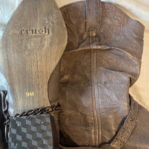 Women's Durango RD3217 Dark Brown Crush Slouch Harness Leather Boots, Size, 9m